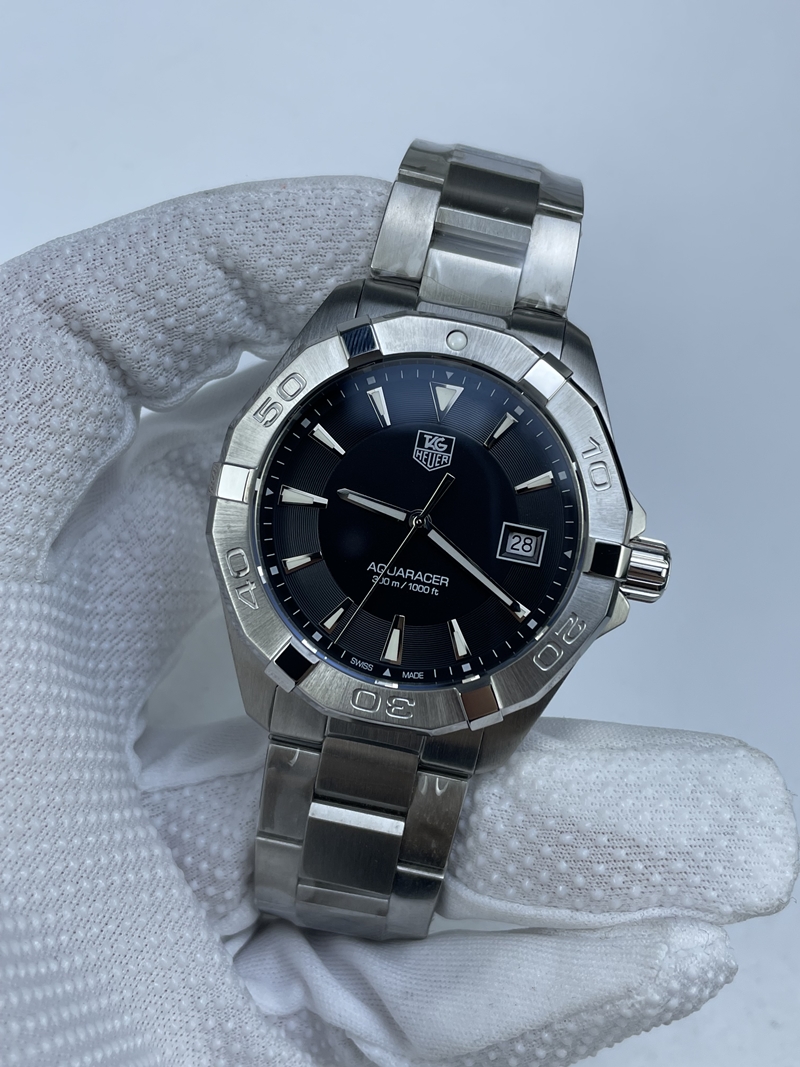 (준비완료/특급배송 )NO.2576/신공장 태그호이어 아쿠아레이서 300M 쿼츠 스틸 블랙다이얼